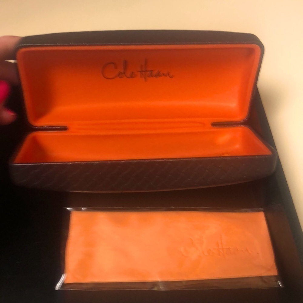 COLE Haan hard sunglass case with cloth. Brand new